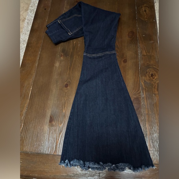 ENCORE BLUE JEANS WESTERN SUPER FLARED FRAYED HEM HIGH WAIST BLUE JEANS SZ 1 - Picture 7 of 9